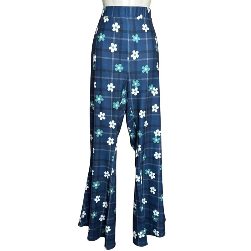 Smak Parlour Unique Vintage 1960’s Retro Floral Plaid Flare Leg Pants 2X NWOT